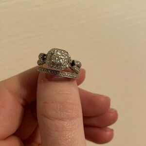 Vera wang wedding set. Size 6.5. Bought from Zales. 3/4 CT diamond and sapphire